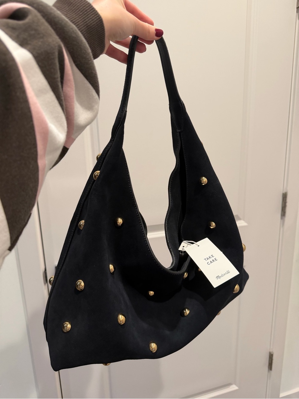 madewell mylie bag suede with studs nwt